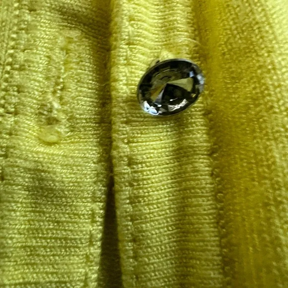 Grace Women’s Yellow Cardigan with Rhinestone buttons - Picture 4 of 6